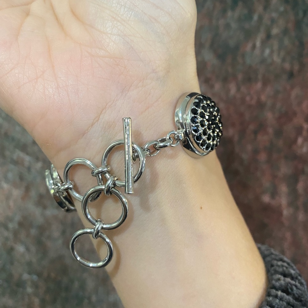 Interchangeable Silver Crystal Chunky Toggle Brac… - image 5